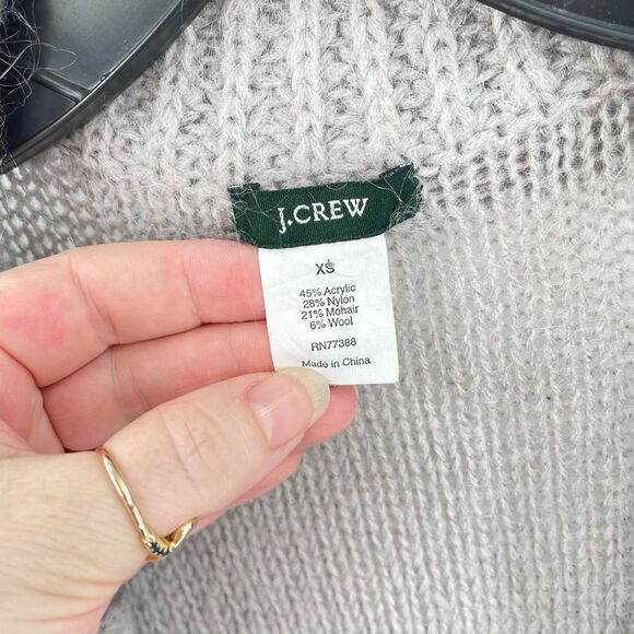 J. Crew dolce shawl collar wool mohair lightweight sweater XS EUC grey - Picture 8 of 12